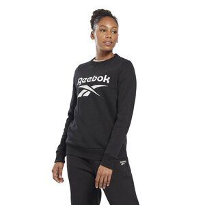 Reebok Women's Identity Big Logo Fleece Crew Black Knit Tops Size 3X